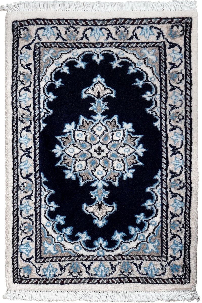 Nain 12La · Handgeknüpft – Blau, 61x41 cm