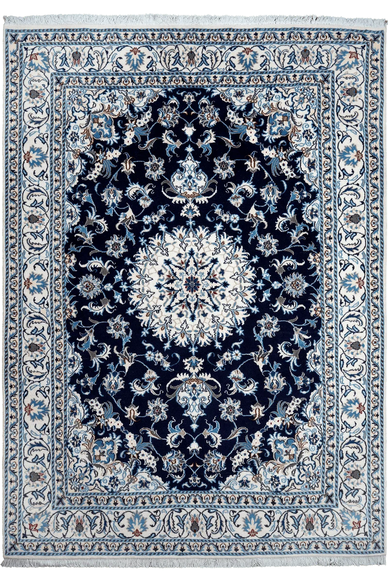 Nain 12La · Handgeknüpft – Blau, 236x164 cm