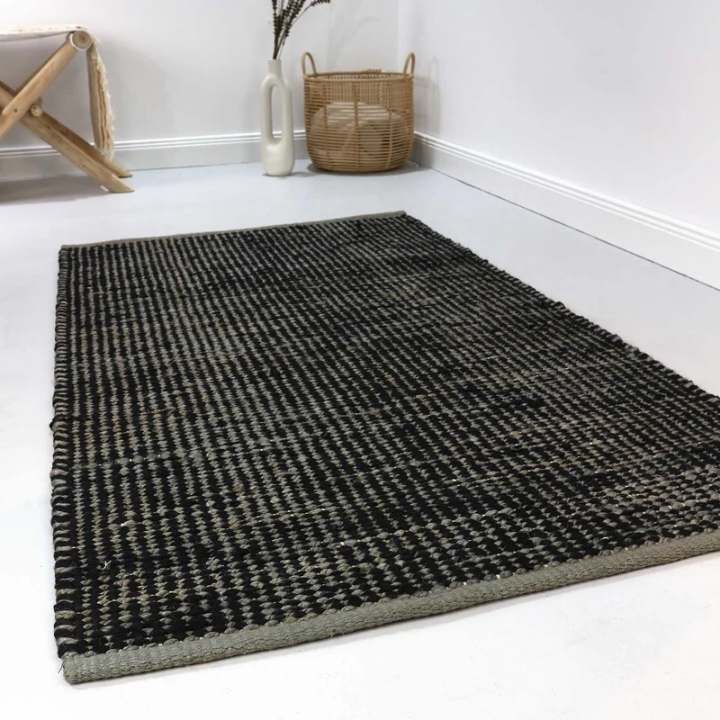 Esprit Kelim Teppich Grau Schwarz aus Jute & Wolle "Gobi"