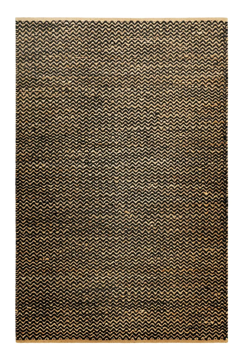 Kelim Teppich Schwarz Beige aus Naturfasern "Montpellier" Green Looop