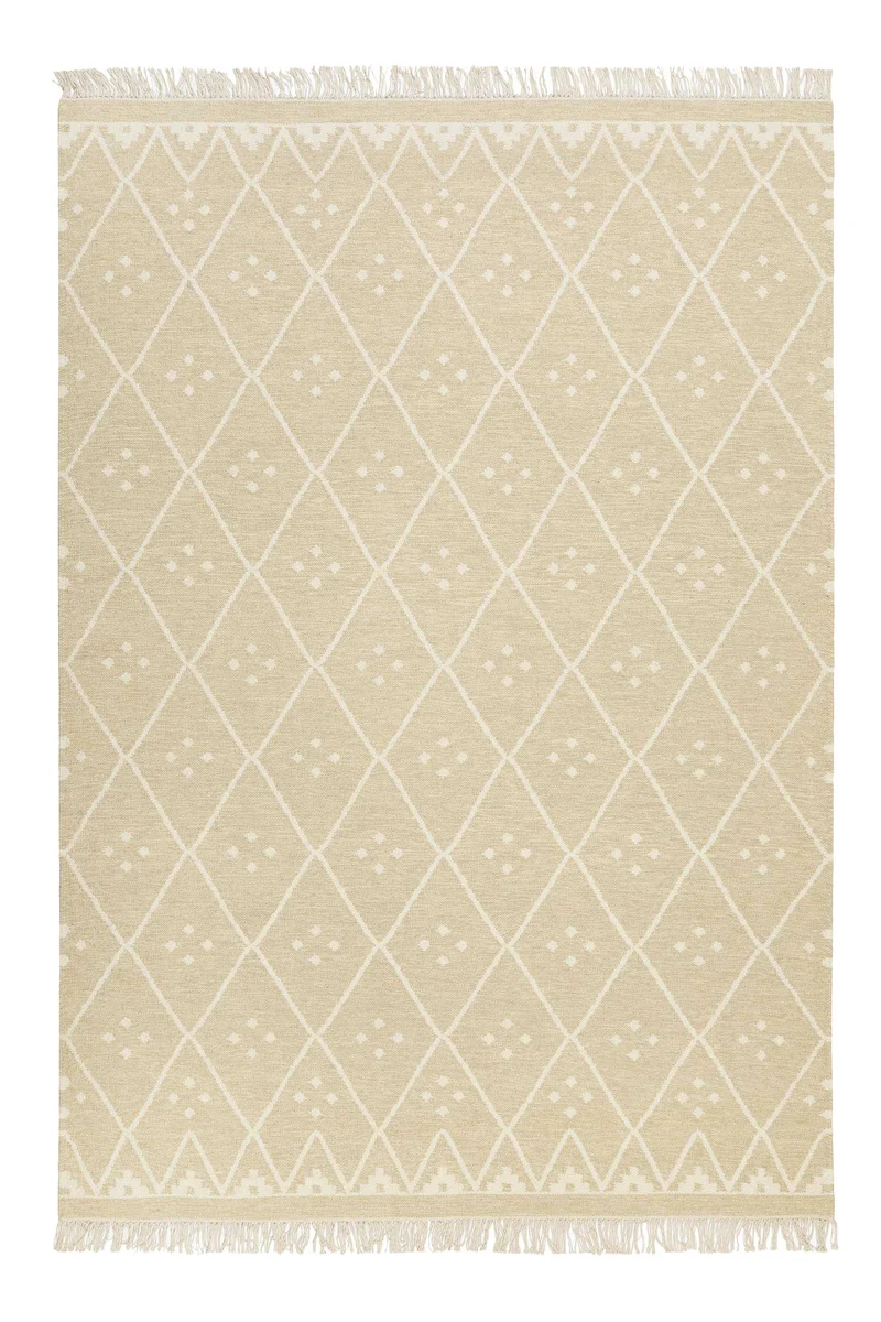 Kelim Teppich Beige Creme meliert aus Wolle "Vermont" Green Looop