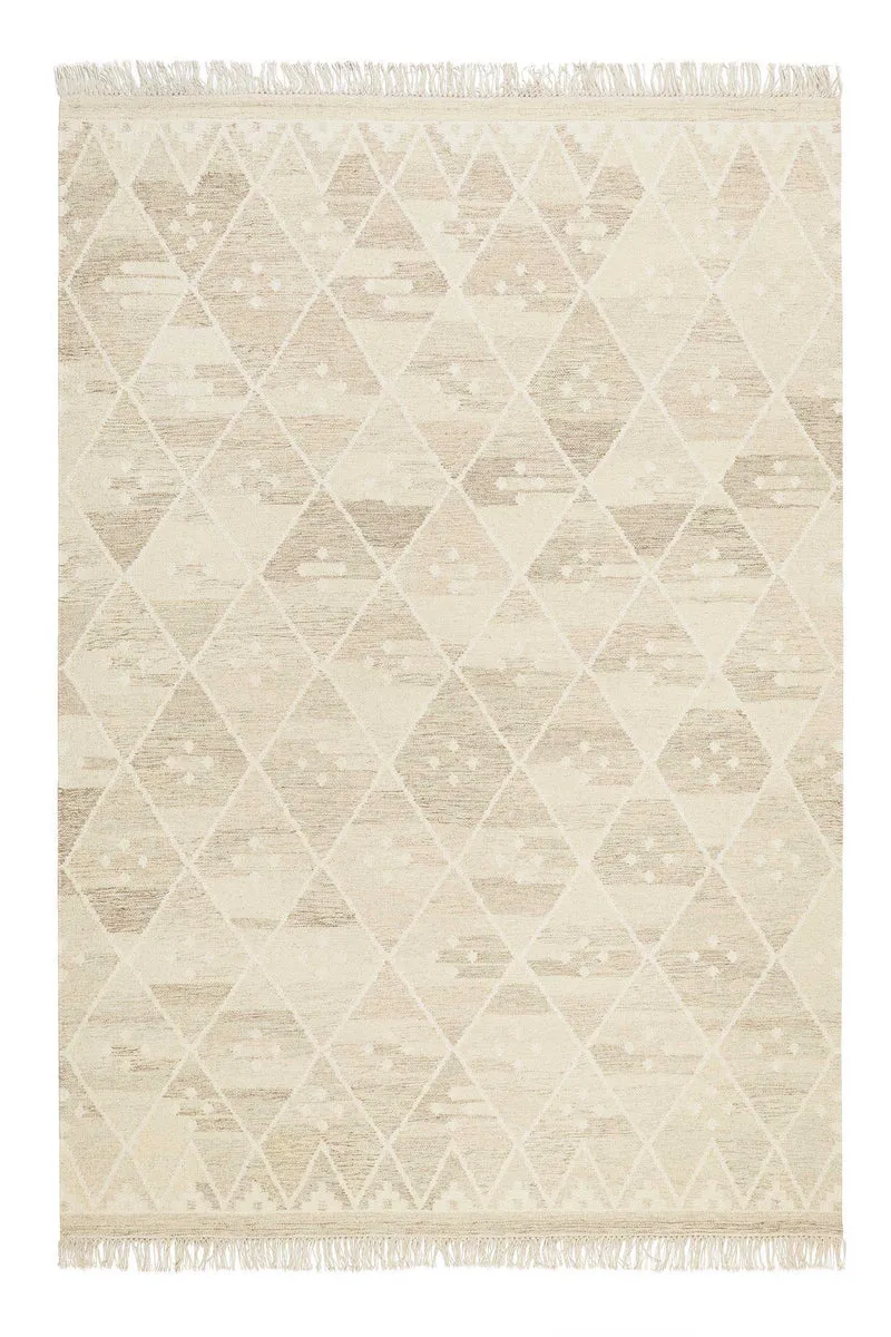Kelim Teppich Beige Braun meliert aus Wolle "Vermont" Green Looop