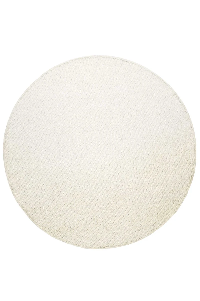 Kelim Teppich Rund Creme Weiß aus Jute & Wolle "Toulouse " Green Looop