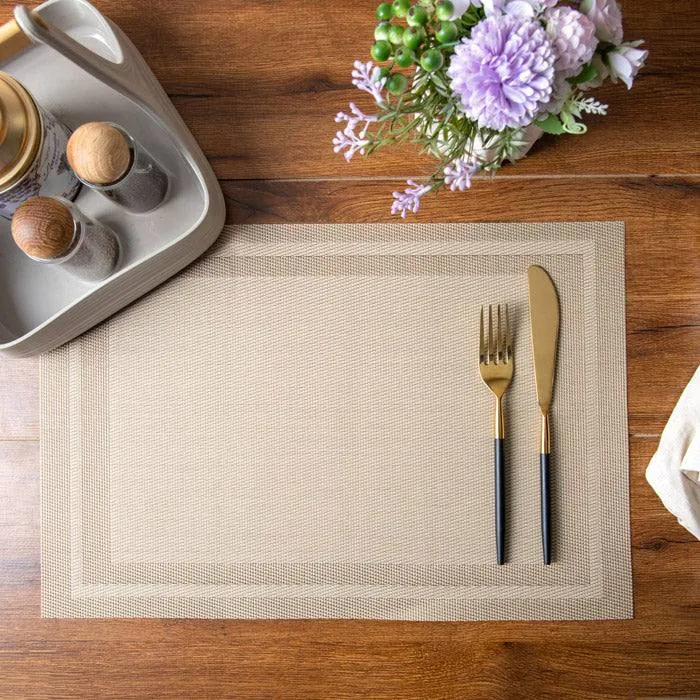 Mesh Rectangular Placemats, Set of 6 - Beige