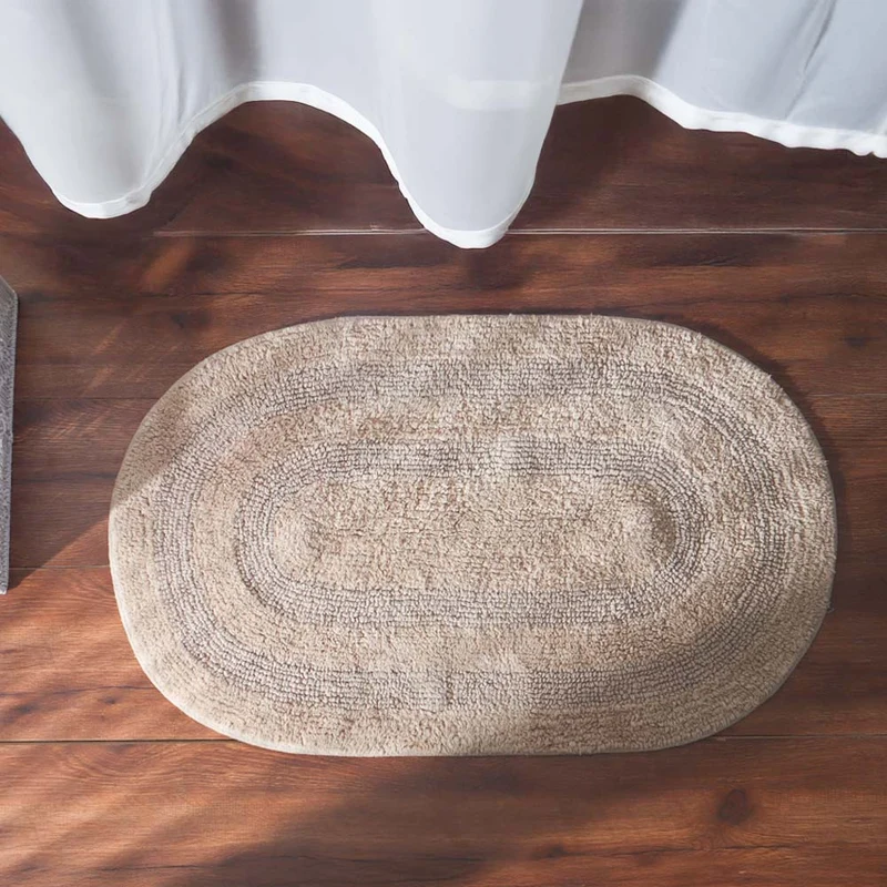 Mari Oval Loop-Tufted Bathmat - Beige