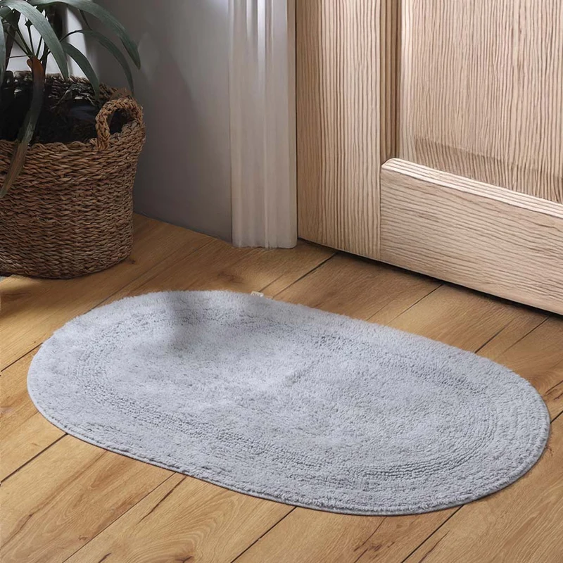 Mari Oval Loop-Tufted Bathmat - Pebble Grey