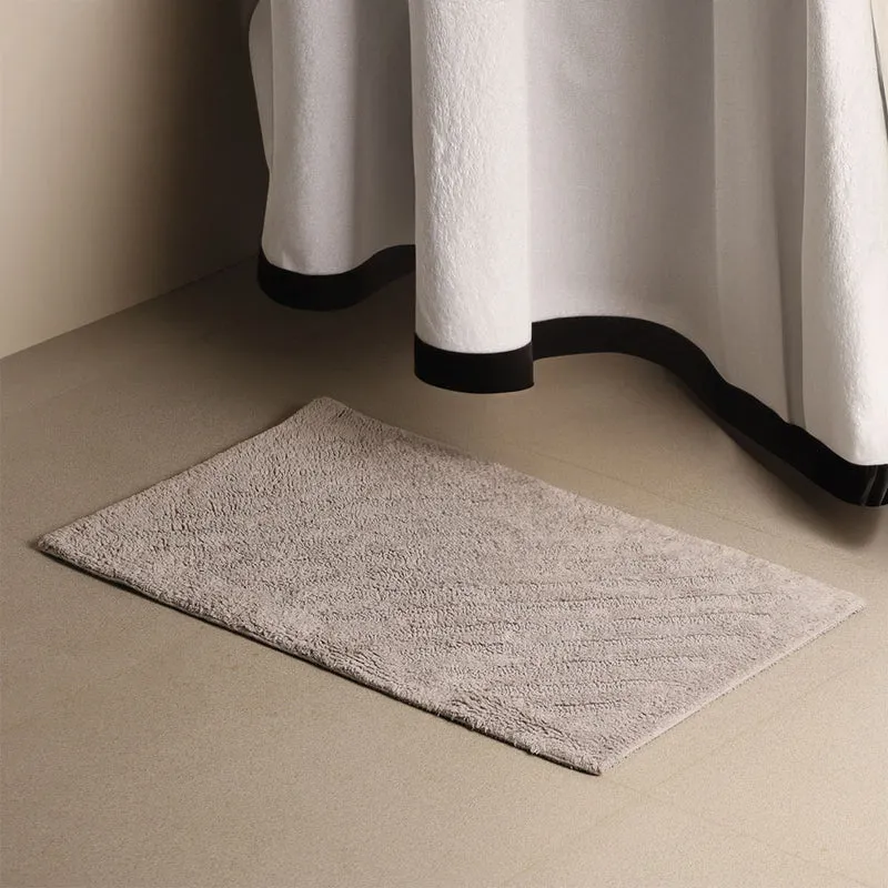 Chelsea Striped Reversible Tufted Bathmat - Light Grey