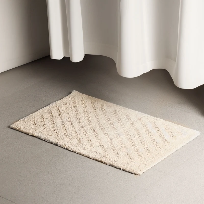 Chelsea Striped Reversible Tufted Bathmat - Taupe
