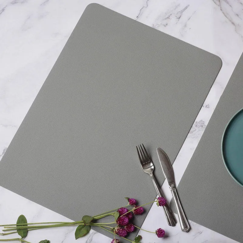 Rectangular Fine Faux Leather Placemats, Set of 2 - Cement