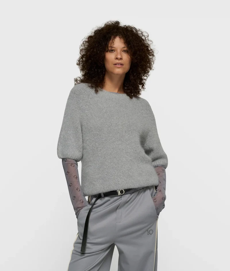 10DAYS AMSTERDAM Short Sleeve Knit Sweater Light Graphite
