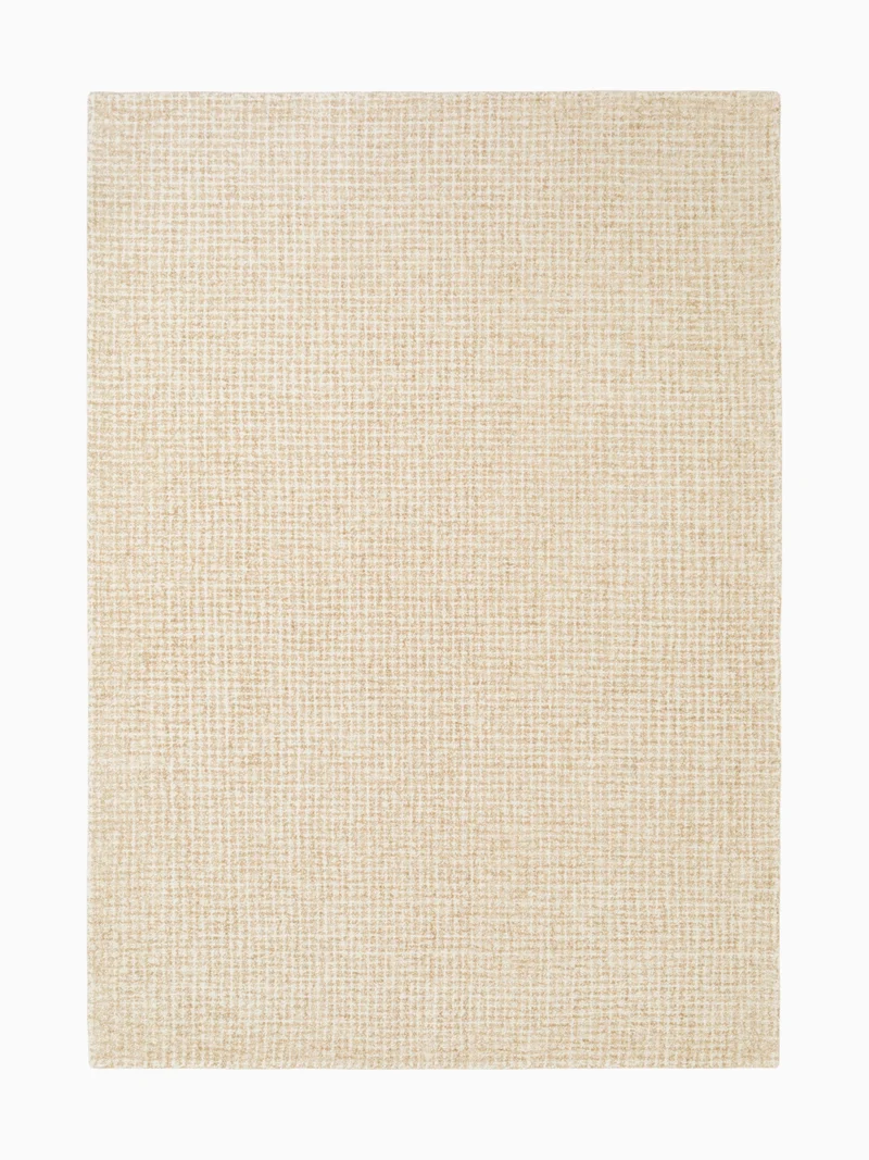 Einfarbiger Wollteppich Eloise Creme
