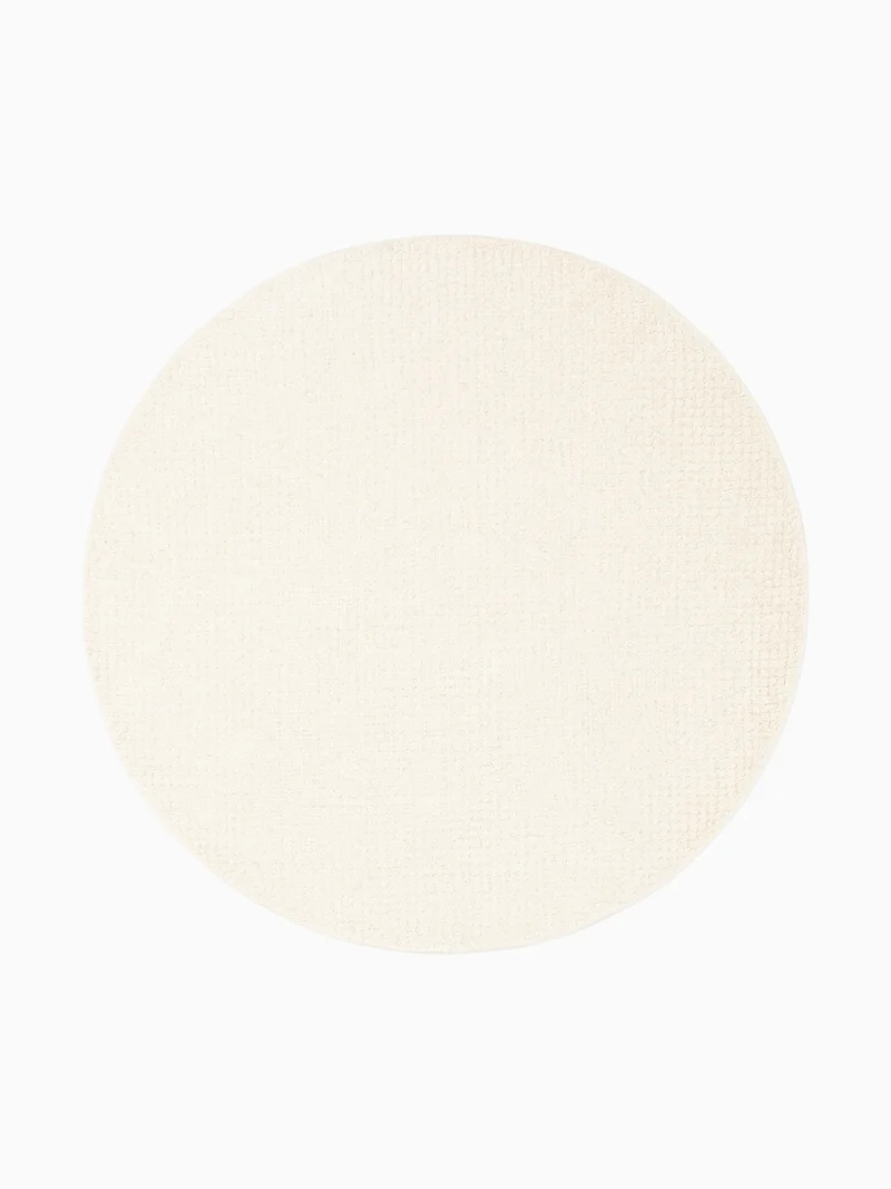 Einfarbiger Wollteppich Eloise Creme Rund