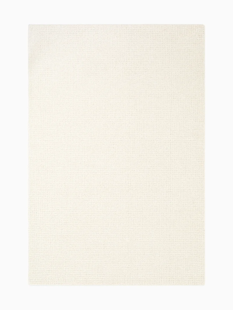 Einfarbiger Wollteppich Eloise Creme