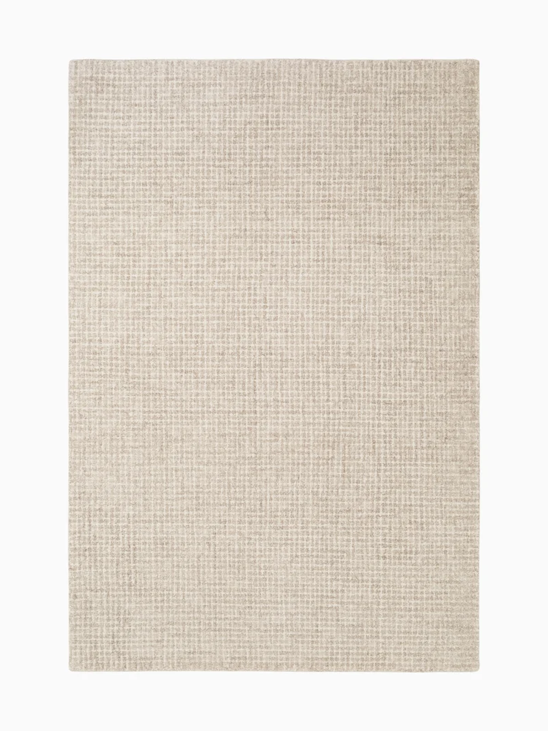 Einfarbiger Wollteppich Eloise Creme Grau