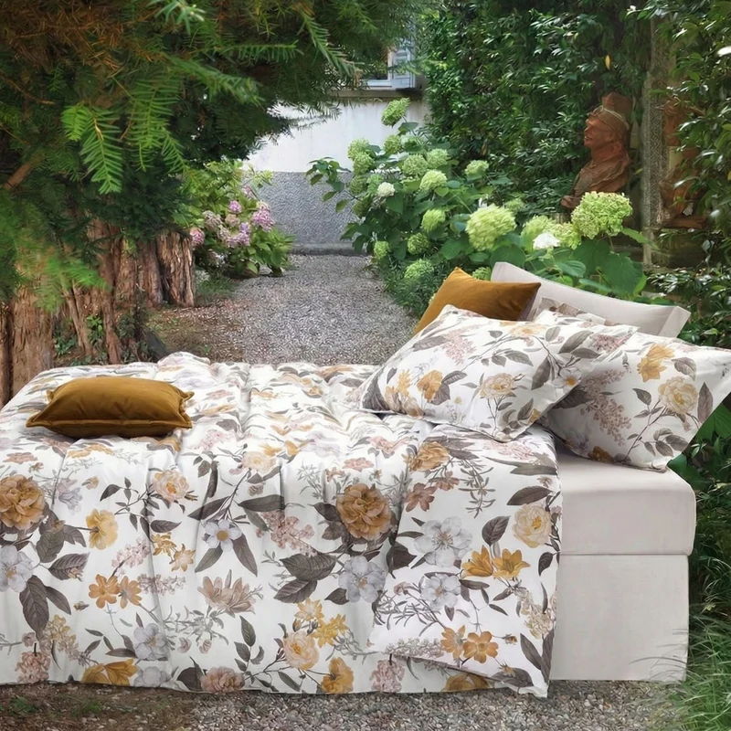 Completo Lenzuola winter garden Floreale in Raso di cotone