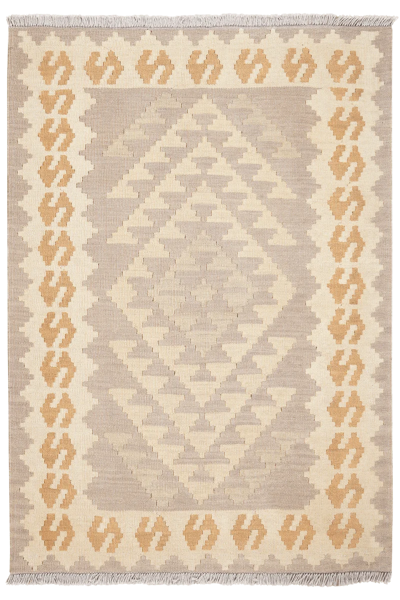 Kelim Gashgai · Handgewebt – Grau, 147x104 cm