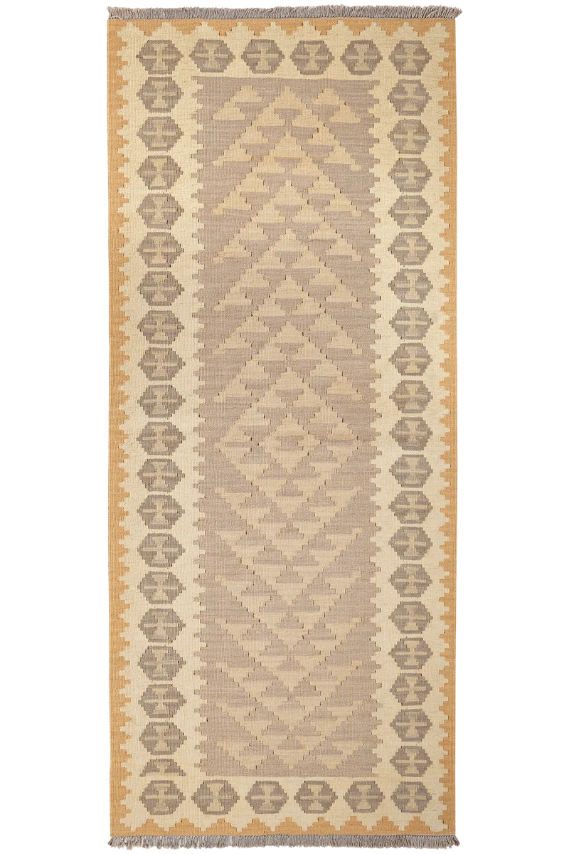 Kelim Gashgai · Handgewebt – Grau, 196x83 cm
