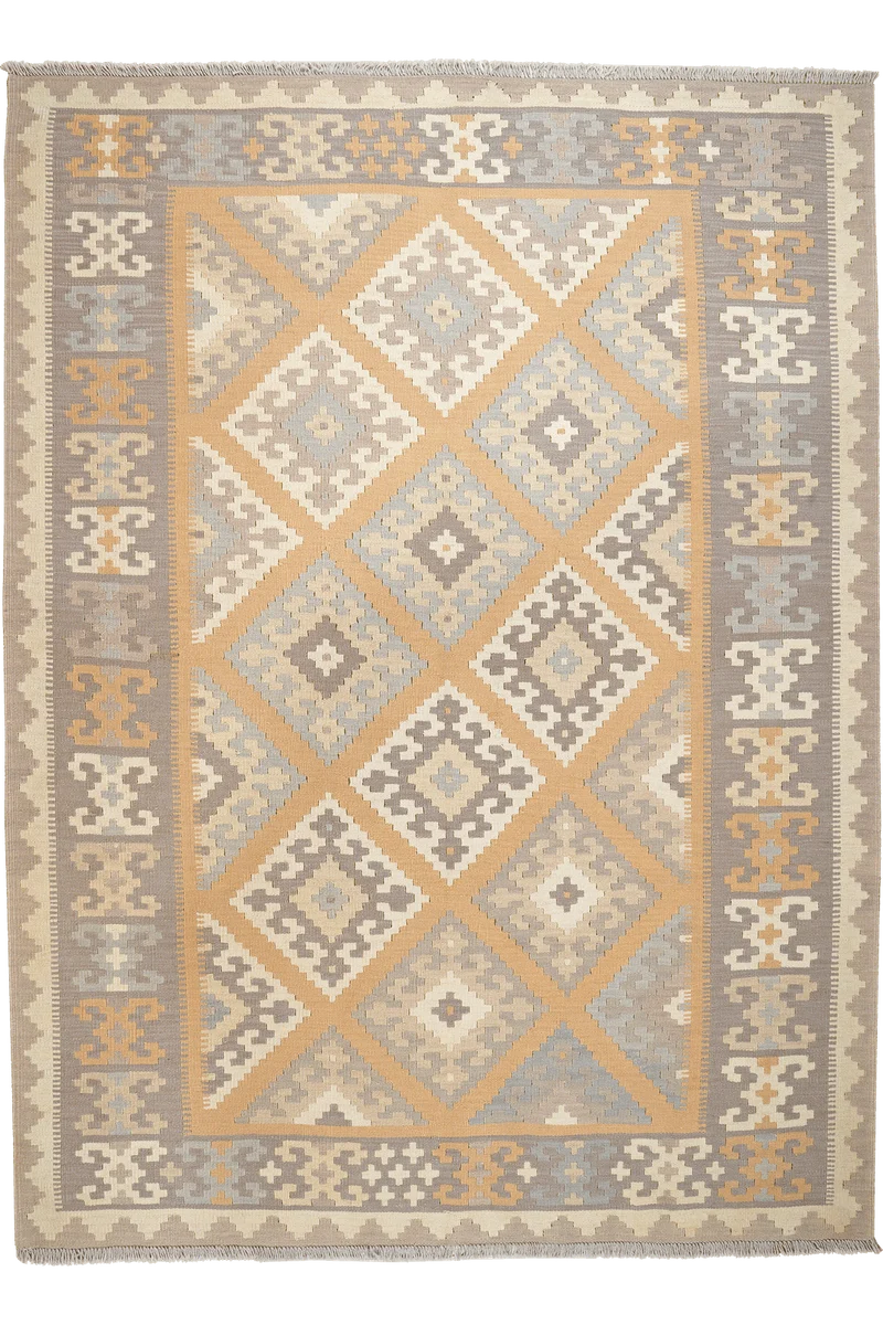 Kelim Gashgai · Handgewebt – Gelb, 247x182 cm