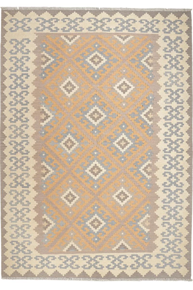 Kelim Gashgai · Handgewebt – Grau, 246x173 cm