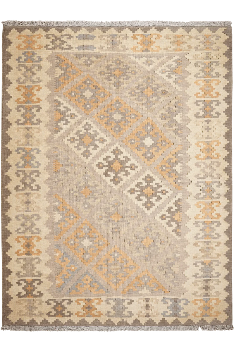 Kelim Gashgai · Handgewebt – Grau, 207x162 cm