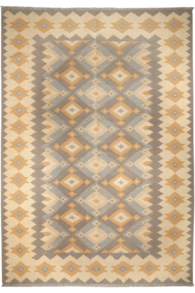 Kelim Gashgai · Handgewebt – Grau, 288x204 cm