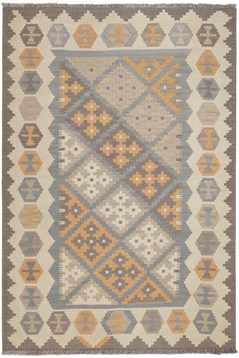 Kelim Gashgai · Handgewebt – Grau, 180x122 cm