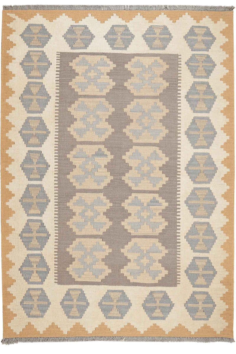 Kelim Gashgai · Handgewebt – Grau, 177x124 cm