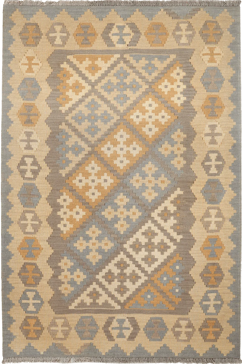 Kelim Gashgai · Handgewebt – Grau, 177x119 cm