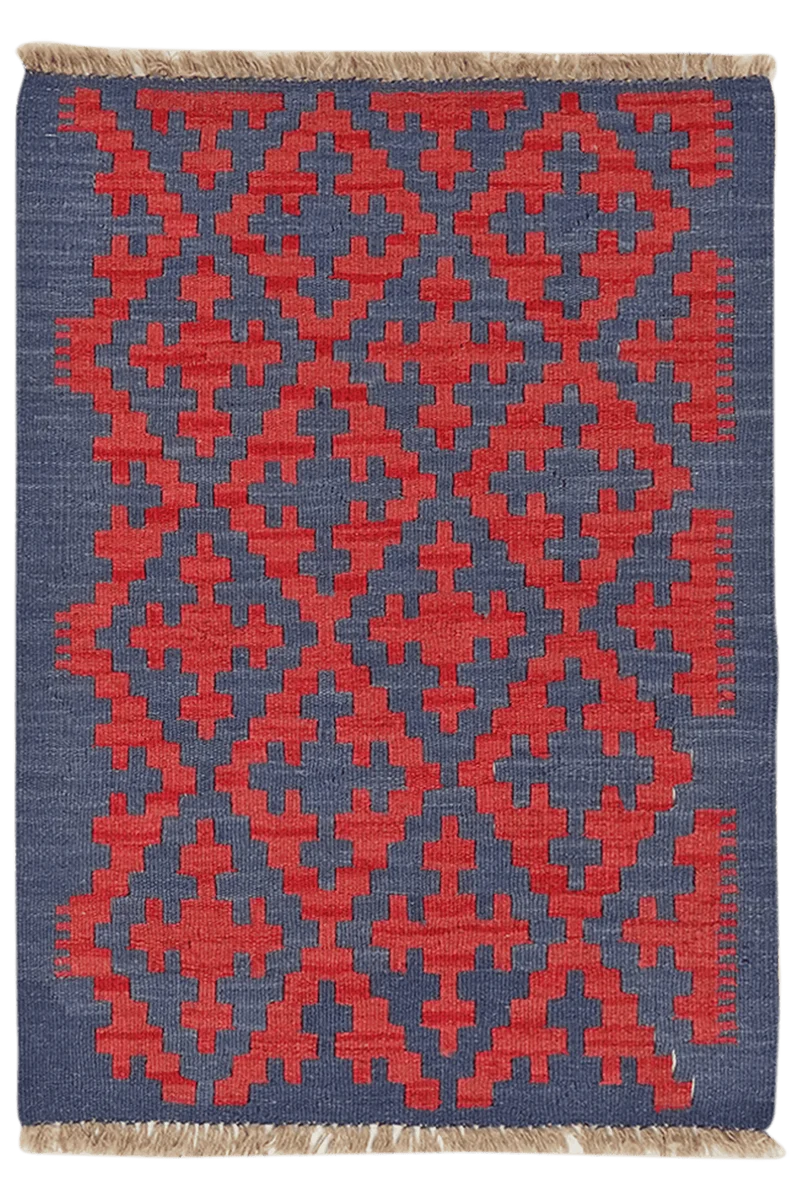 Kelim Gashgai · Handgewebt – Blau, 90x65 cm