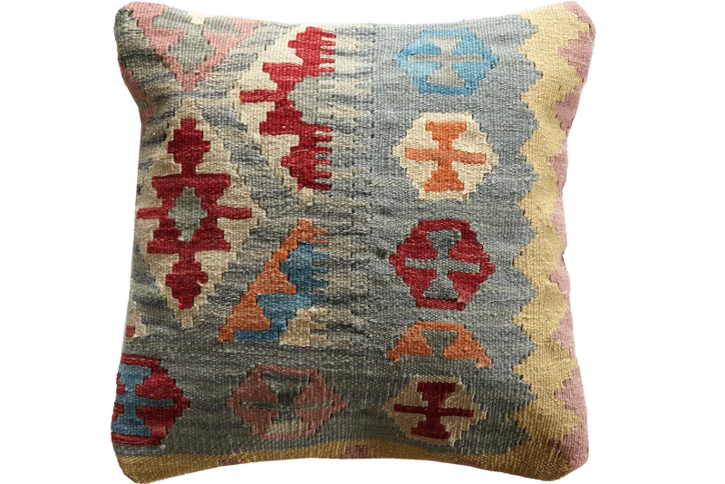 Kelim Kissen · Handgefertigt – Bunt, 50x50 cm
