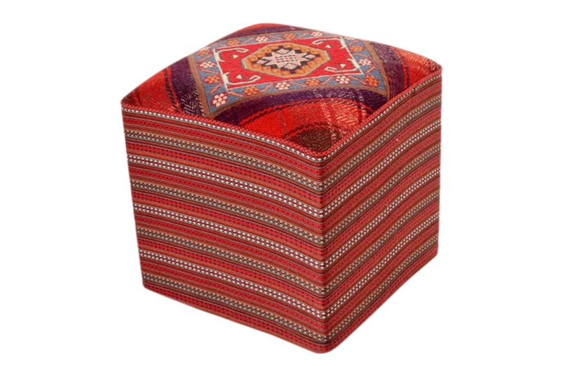 Kelim Pouf · Handgefertigt – Bunt, 47x47 cm