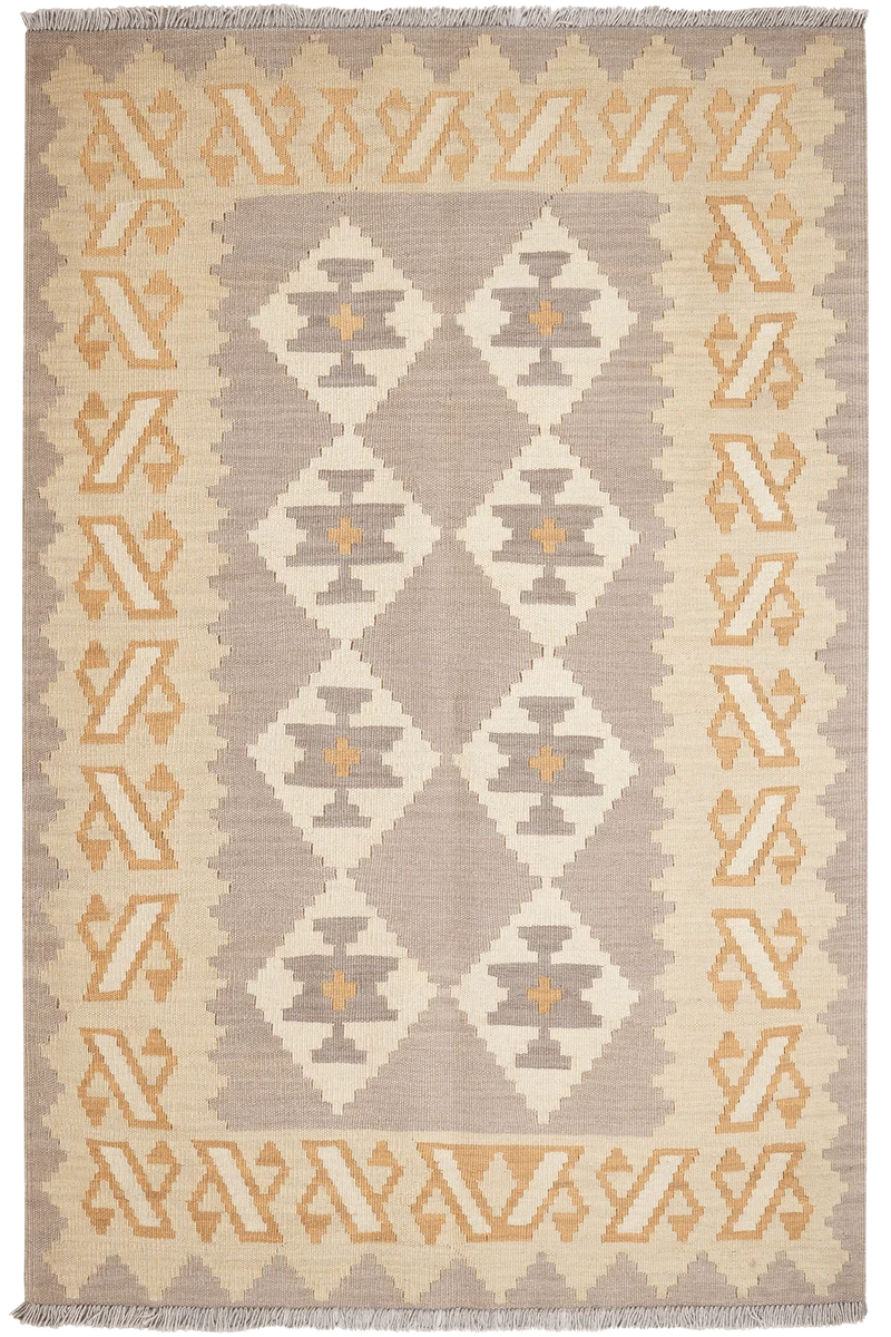 Kelim Gashgai · Handgewebt – Grau, 184x121 cm