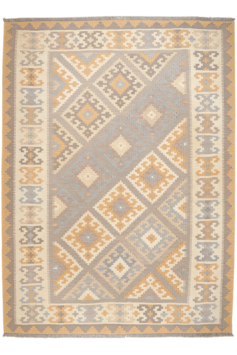 Kelim Gashgai · Handgewebt – Grau, 241x178 cm