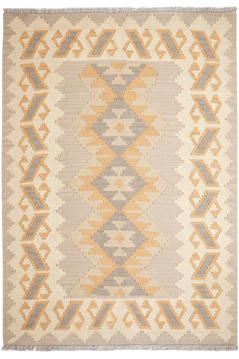 Kelim Gashgai · Handgewebt – Grau, 183x127 cm