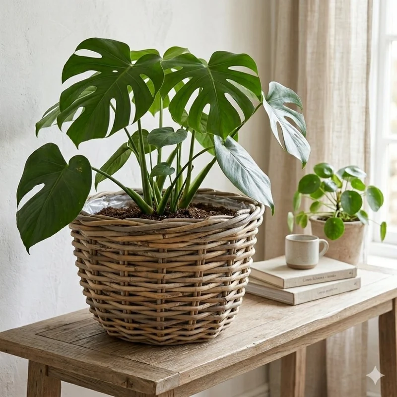 Pflanzkorb BÜSUM Natural Grey ca.40cm Natur-Rattan Korb Übertopf