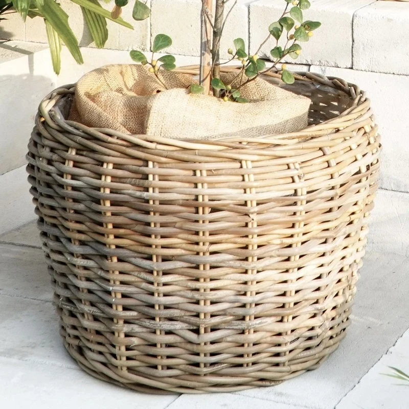 Natur Rattankorb GINI Natural Grey ca.50cm Pflanzkorb Übertopf