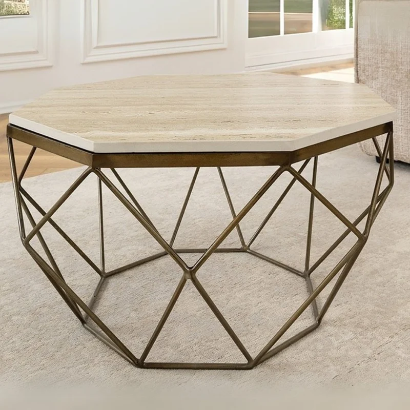 Exklusiver Couchtisch BIJOUX ca.70cm beige Travertin Handarbeit