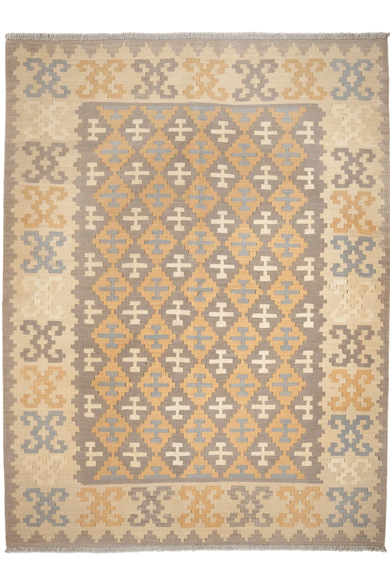 Kelim Gashgai · Handgewebt – Grau, 234x176 cm