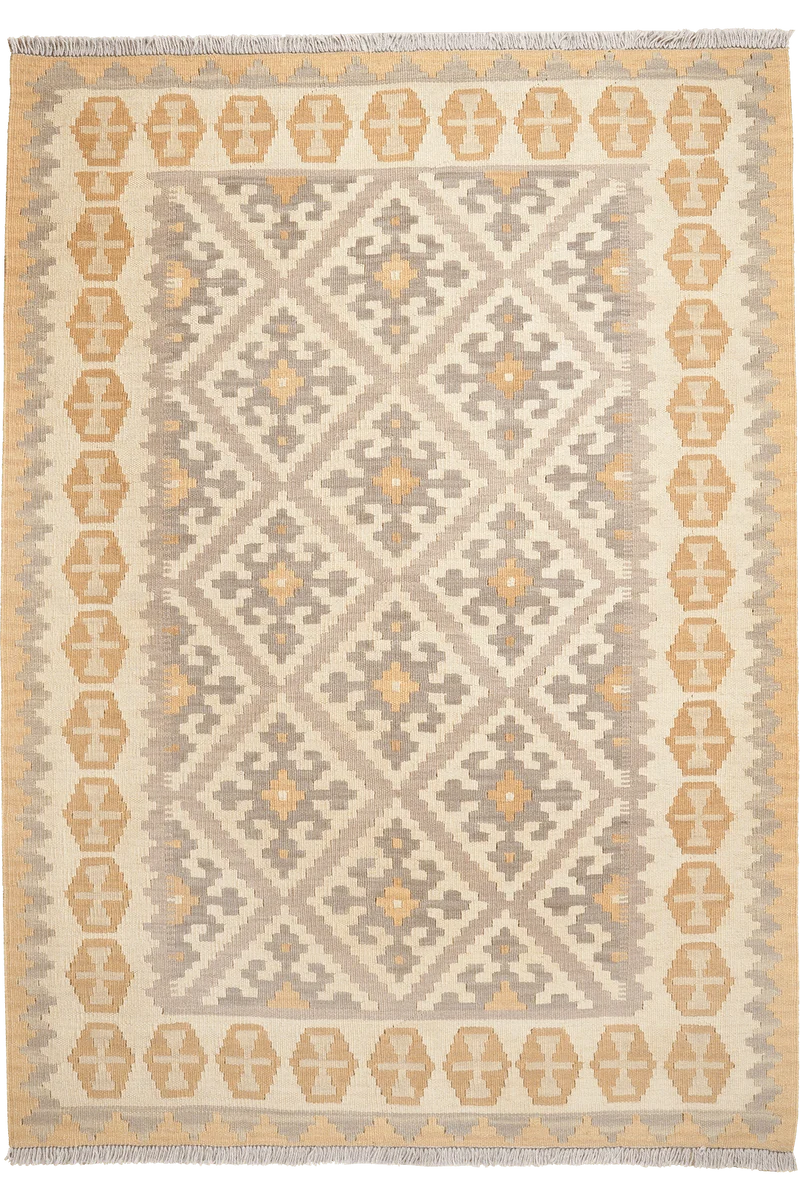 Kelim Gashgai · Handgewebt – Grau, 182x129 cm
