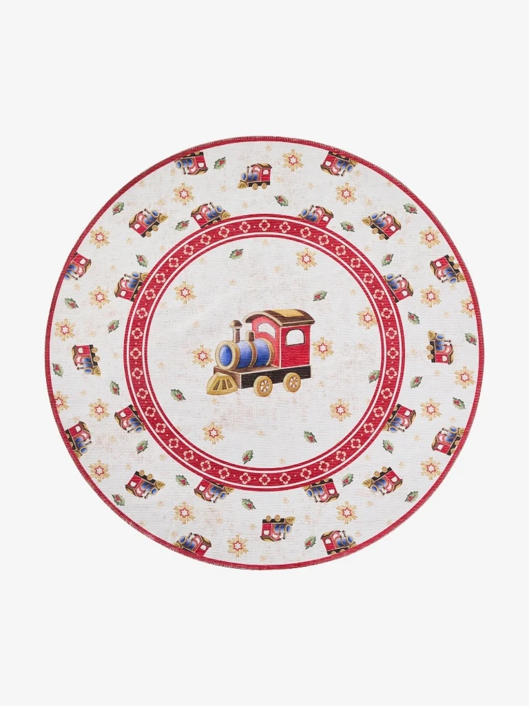 Villeroy & Boch Weihnachtsteppich Toy's Delight Limitiert Christmas Train Rot Rund