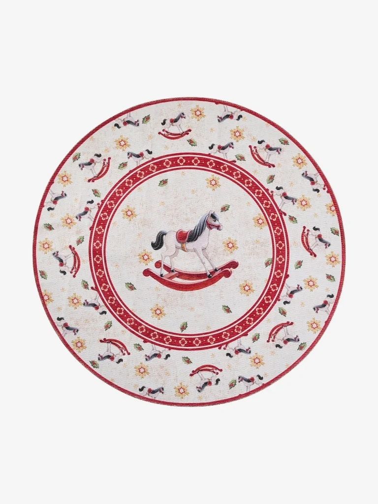 Villeroy & Boch Weihnachtsteppich Toy's Delight Limitiert Rocking Horse Rot Rund