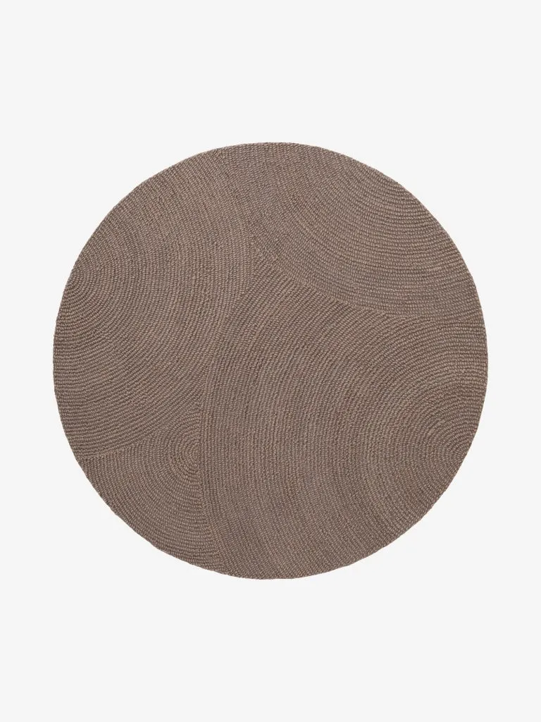 Wollteppich Calmio Dunkelbeige Rund