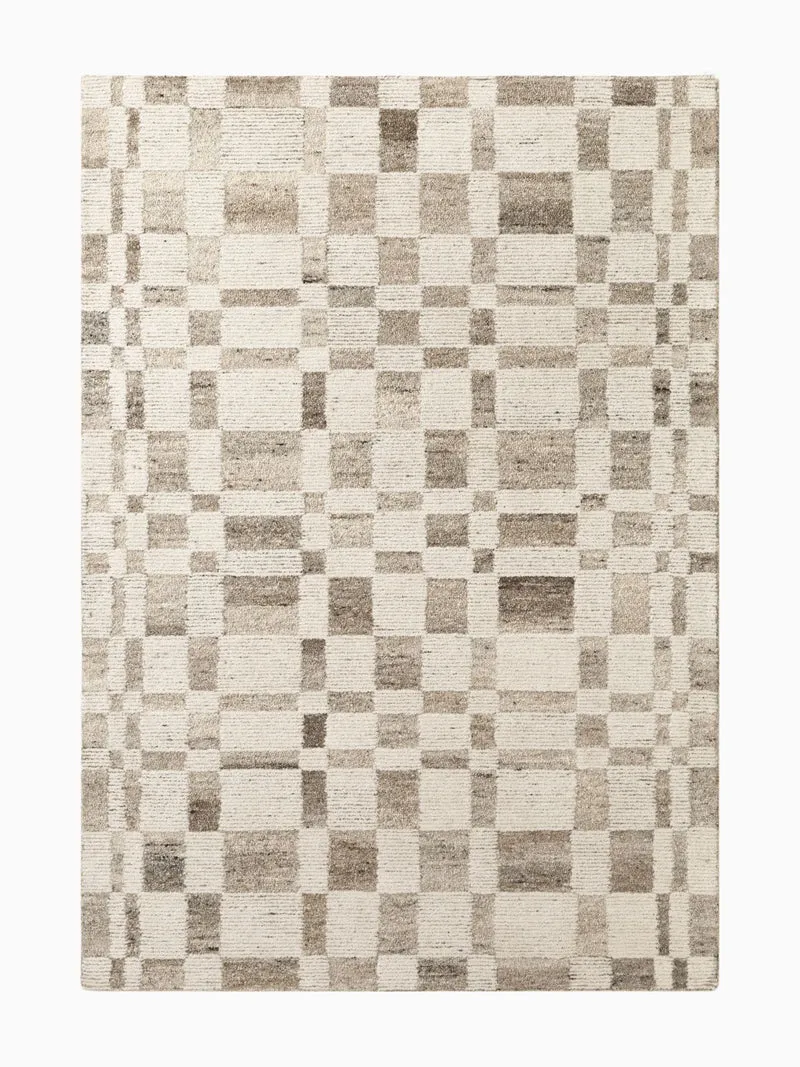 Wollteppich Kariert Boho 1.0 Braun/Creme