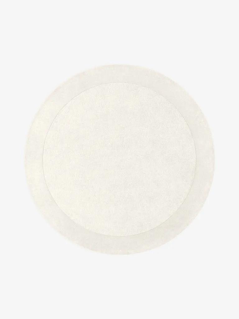 Handgefertigter Wollteppich Kivi Creme/Weiß Rund