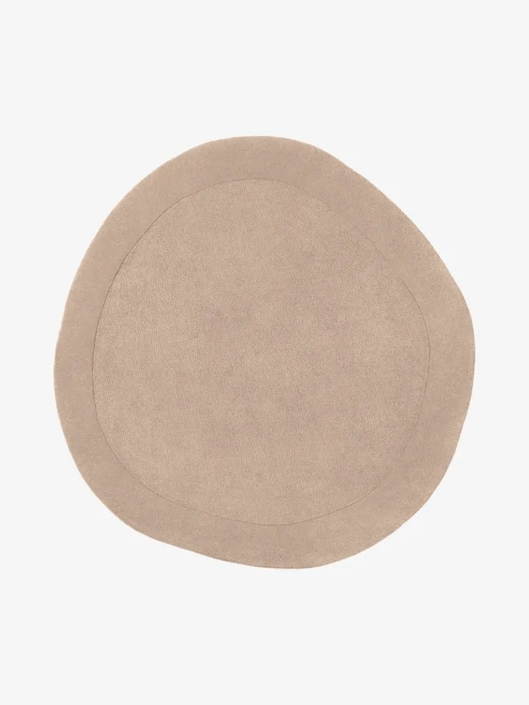 Handgefertigter Wollteppich Kivi Beige Organisch Rund