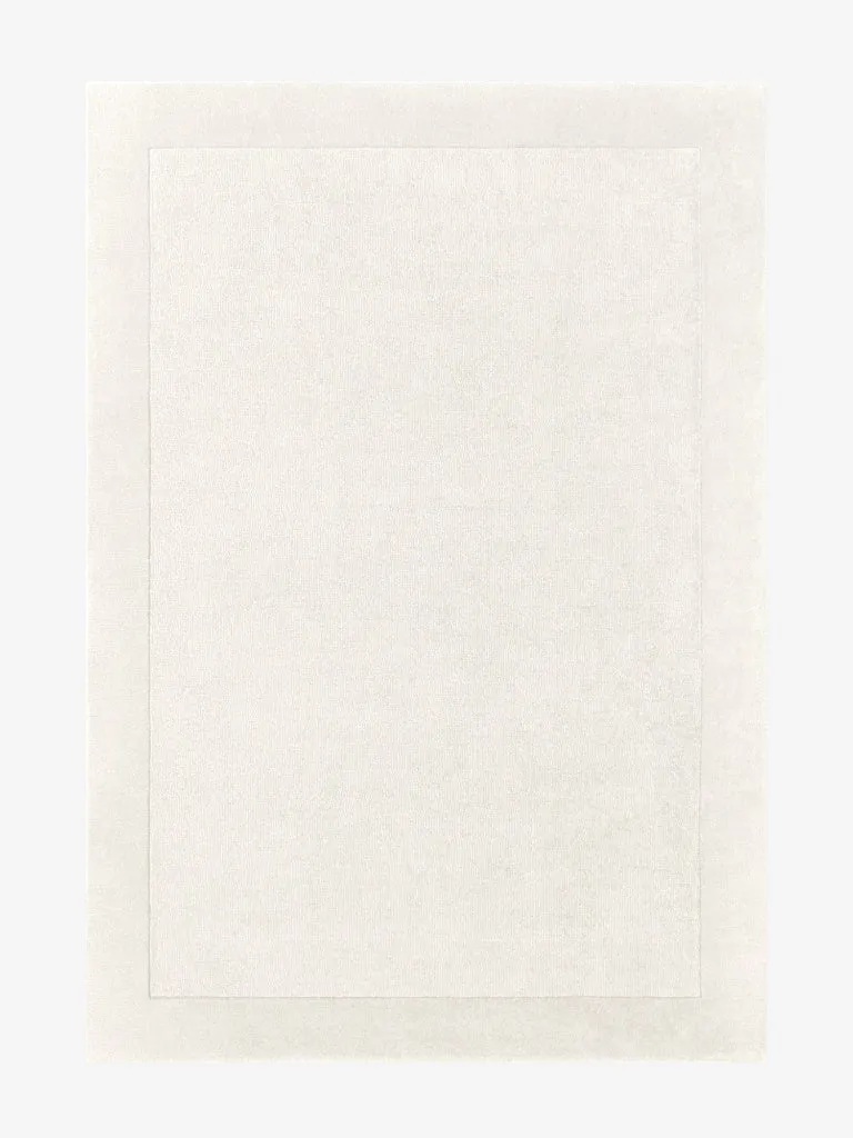 Handgefertigter Wollteppich Kivi Creme/Weiß
