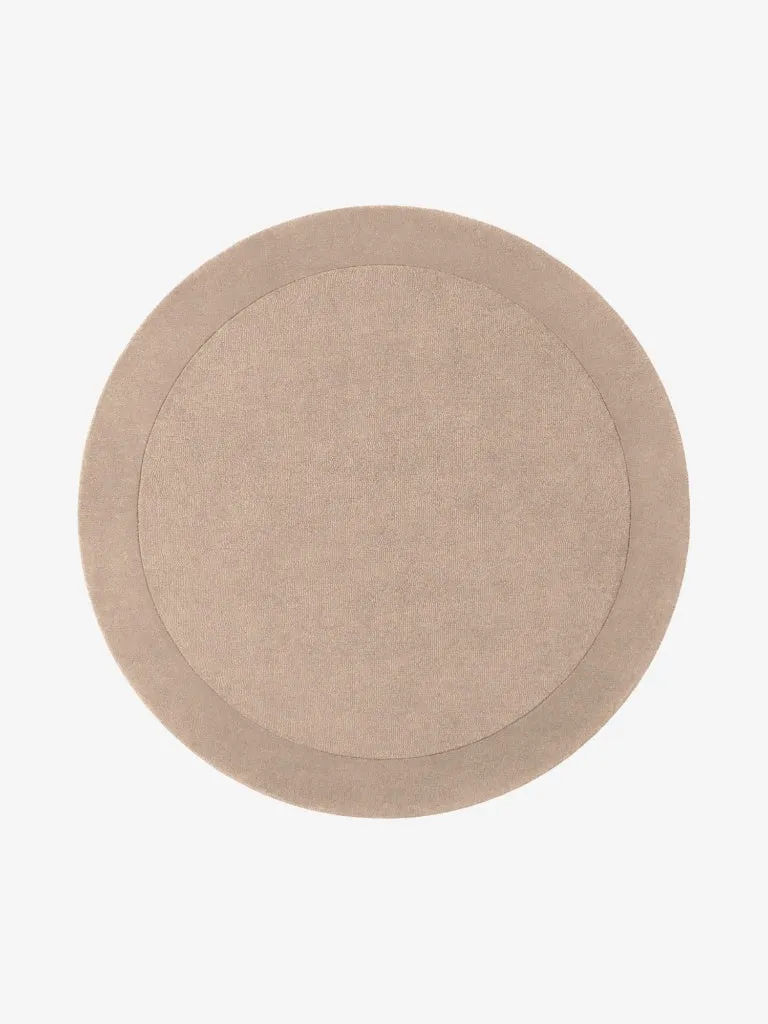 Handgefertigter Wollteppich Kivi Beige Rund