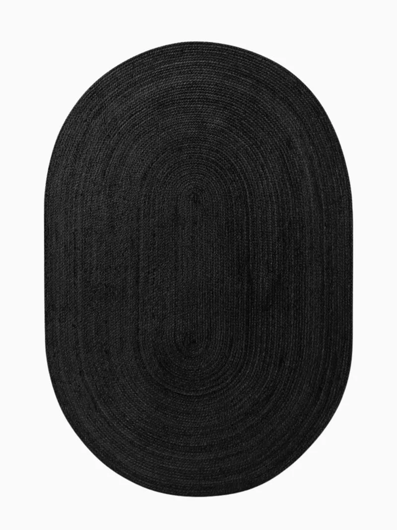 Juteteppich Rangpur Schwarz Oval