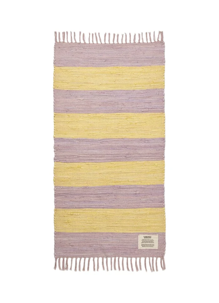 Großer Chindi-Teppich in Lila und Neongelb