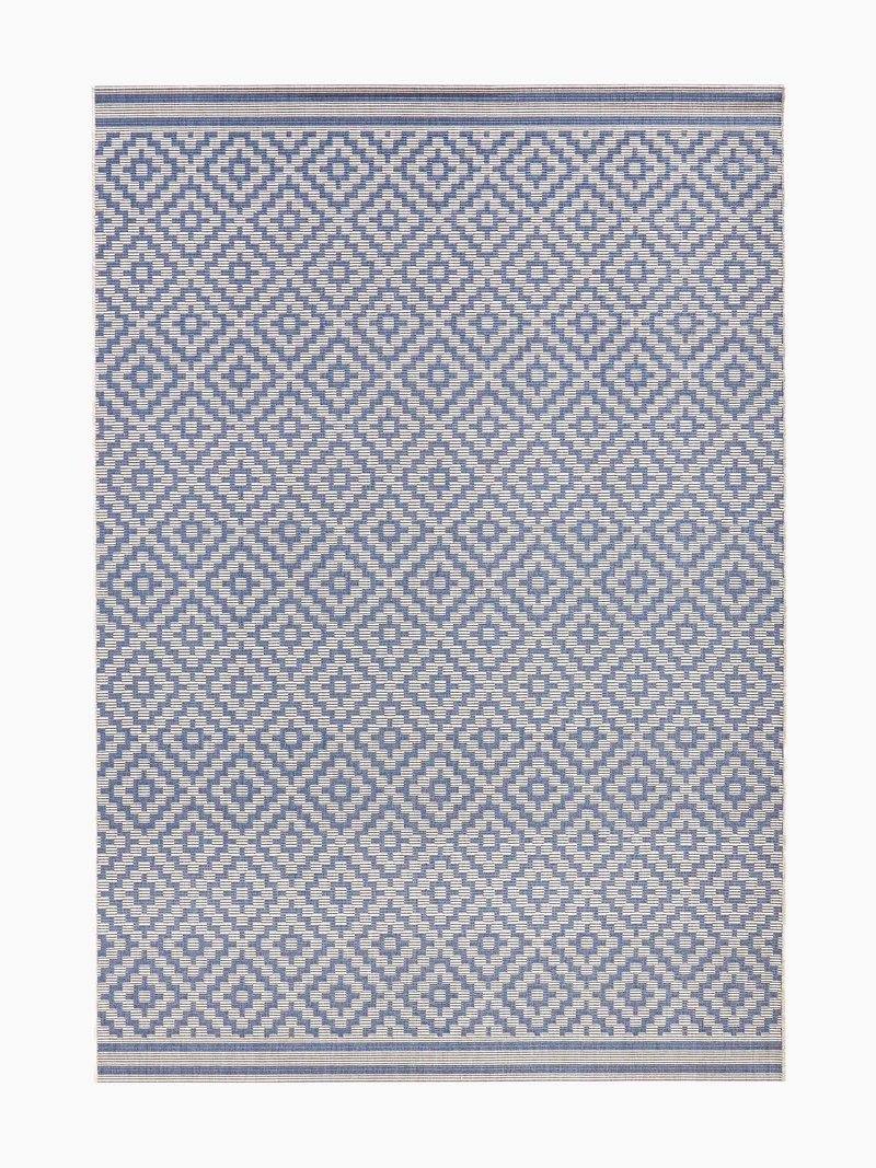 In- & Outdoor Teppich Raute Blau